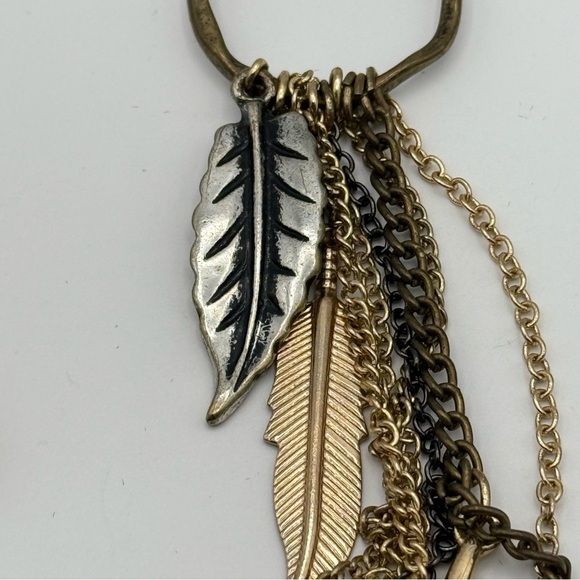 Vintage Style Rose & Feather Chain Drop Earrings Boho Statement Accessory - Picture 4 of 6